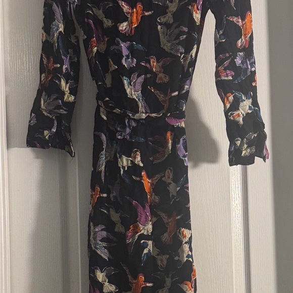 Anthropologie long sleeve shirt dress with birds - Picture 2 of 8